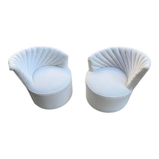 1980 White Shell Club Chairs - A Pair For Sale
