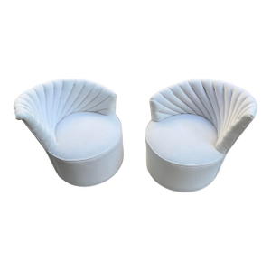 1980 White Shell Club Chairs - A Pair