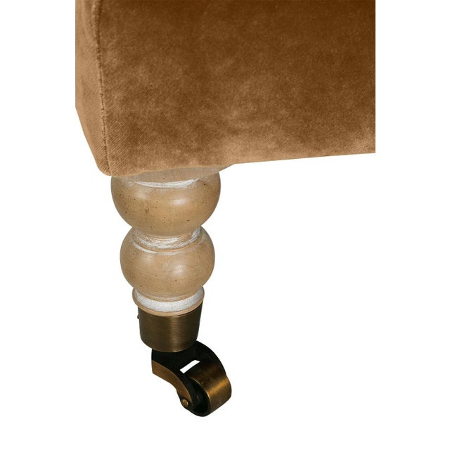 Greta Ottoman, Camel Velvet For Sale - Image 4 of 8