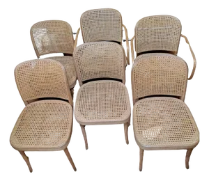 Set of 6 Josef Hoffman Bentwood & Cane Side Chairs