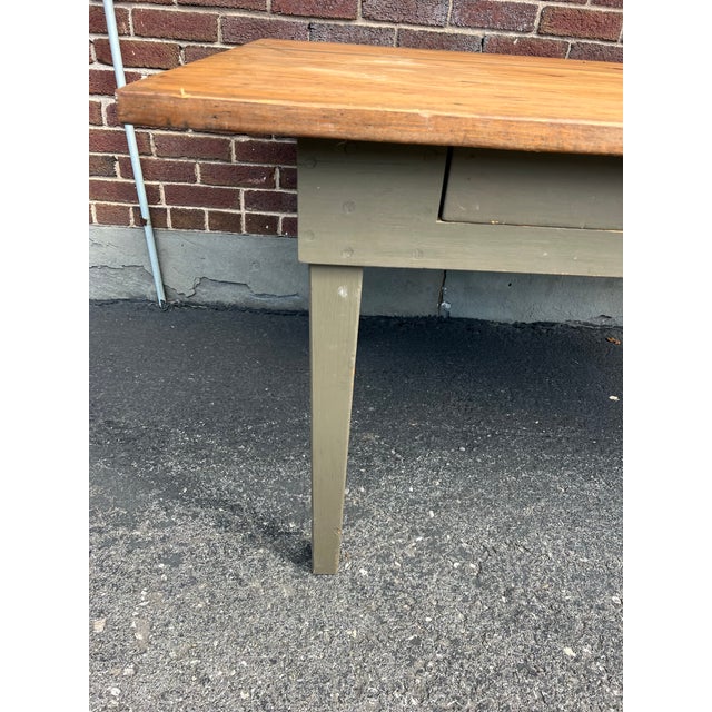 Vintage Green French Farmhouse Table With Drawer For Sale - Image 10 of 12