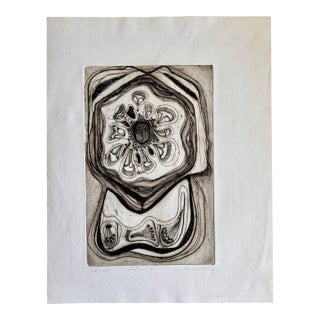 Annette Robyns 1960s Midcentury Modern Art Print Etching Signed For Sale