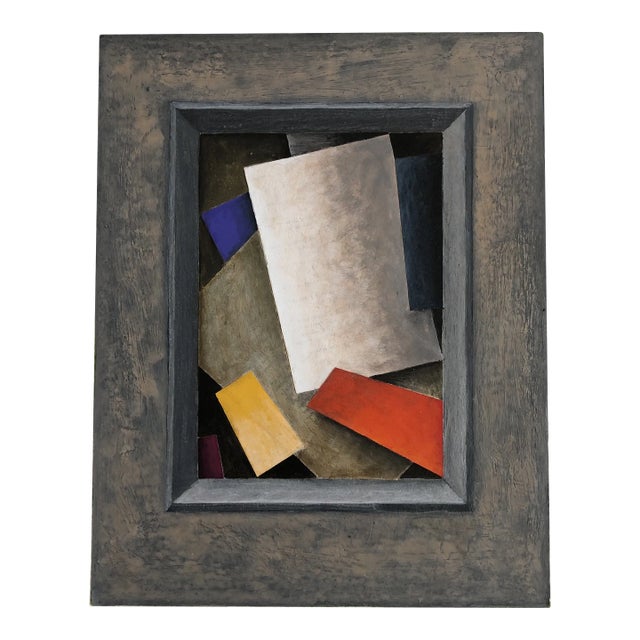 1970’s Original Vintage Abstract Precisionist Painting/Collage For Sale