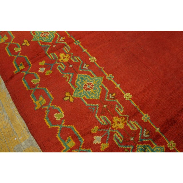 Jaw-Dropping Red Open Field Allover-Geometric Design Antique Turkish Decorative Oushak Rug For Sale In New York - Image 6 of 12