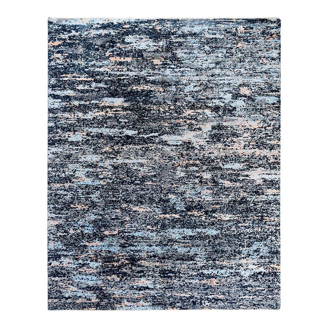Ikat, One-of-a-Kind Hand-Knotted Area Rug - Black, 8' 2" x 10' 0" For Sale
