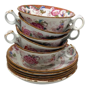 Antique Cauldon England Tea Cups and Saucers Set- 10 Pieces