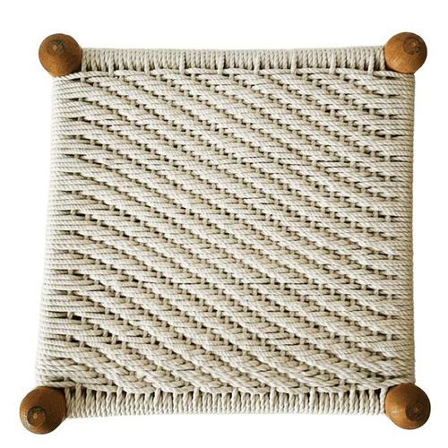 Mid-Century Danish Wooden Stool with Rope Seat, 1960s For Sale - Image 6 of 7