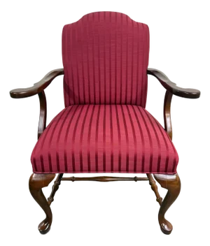 Vintage 1995 Ethan Allen Queen Anne Wingback Lounge Chair With Ottoman