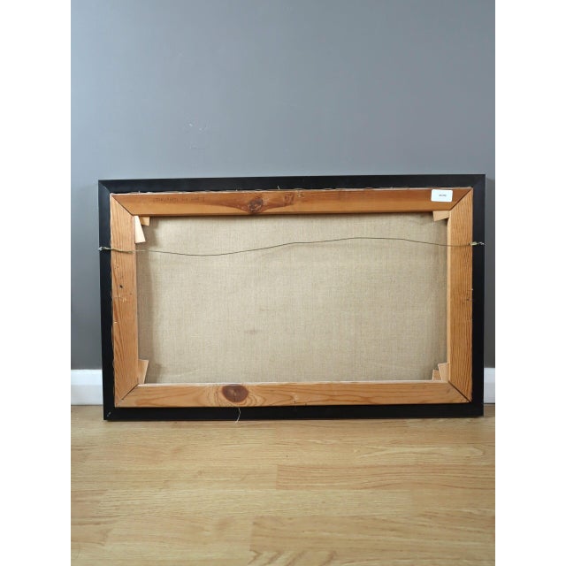 Mid-Century Modern 'Still Coast' Vintage Swedish Abstract Coastal Landscape Oil Painting, Framed For Sale - Image 13 of 13