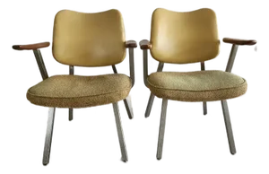 1960s Donald Deskey Streamline Style Armchairs Royal Metal