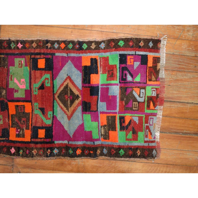 Dazzling Eclectic Turkish Anatolian Mat Size Rug, Mid-20th Century For Sale - Image 4 of 6