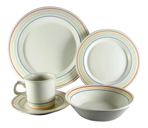 Vintage Primary Color Bands Service for 4 Dinnerware - 20 Piece Set