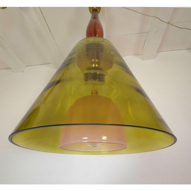 Olive Green, Mid Century Modern, Murano Glass Pendant Lights - a Pair For Sale - Image 11 of 14