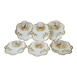 C. 1900 Limoges Hand-Painted Game Bird Cabinet Plates - Set of 6 For Sale