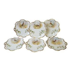 C. 1900 Limoges Hand-Painted Game Bird Cabinet Plates - Set of 6