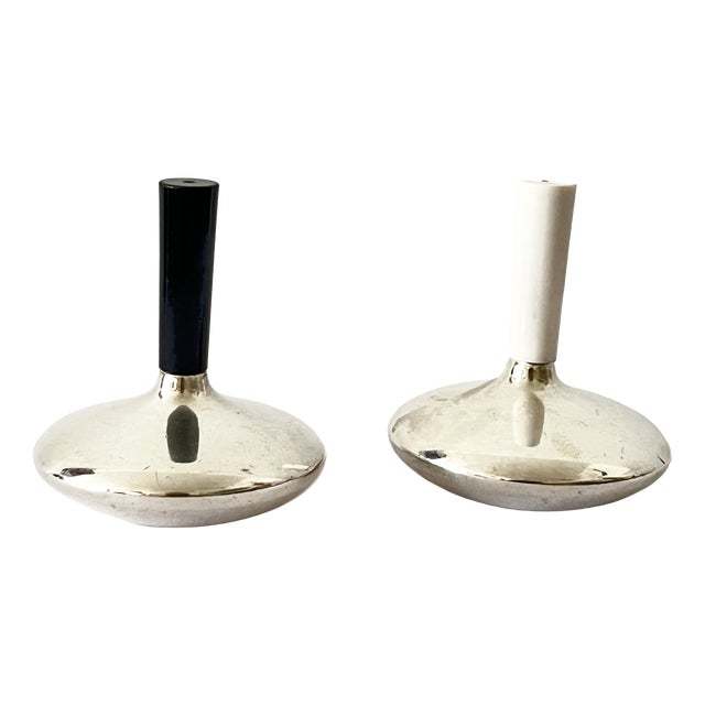 Vintage Art Deco Silver-Plated Salt Pepper Set by Hjordis Haugaard, 1930s, Set of 2 For Sale