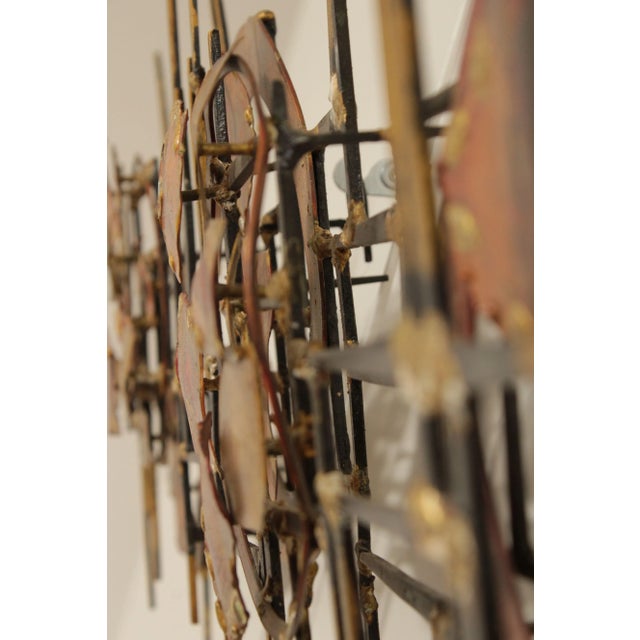 1970s Mid-Century Modern Brutalist Metal Wall Sculpture For Sale - Image 10 of 13