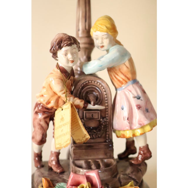 Vintage Italian Capodimonte Porcelain Lamp With Pierced Shade For Sale - Image 10 of 11