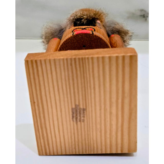 Brown Vintage Erzgebirge-Style Wooden Nutcracker King With Faux Fur Beard, German Democratic Republic (Gdr) For Sale - Image 8 of 9