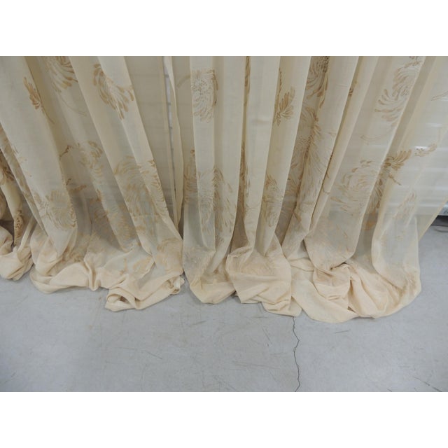 Shabby Chic Vintage Sheer Embroidered Ecru Color Curtain Panels, Suzani Style - A Pair For Sale - Image 3 of 7