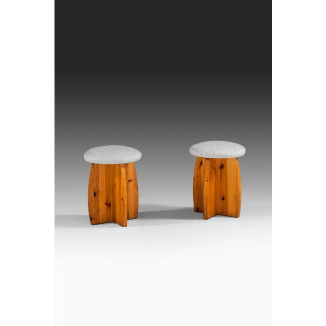 1950s Swedish Rosewood, Pine & Linen Stool, 1950s For Sale - Image 5 of 7