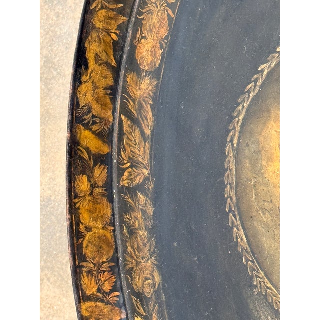 19th Century Painted Tole Tray on Stand For Sale - Image 10 of 12
