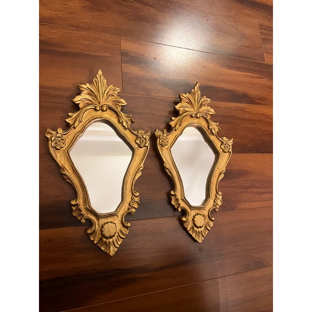 1950s Ornate Italian Florentine Rococo Giltwood Mirror For Sale - Image 5 of 8