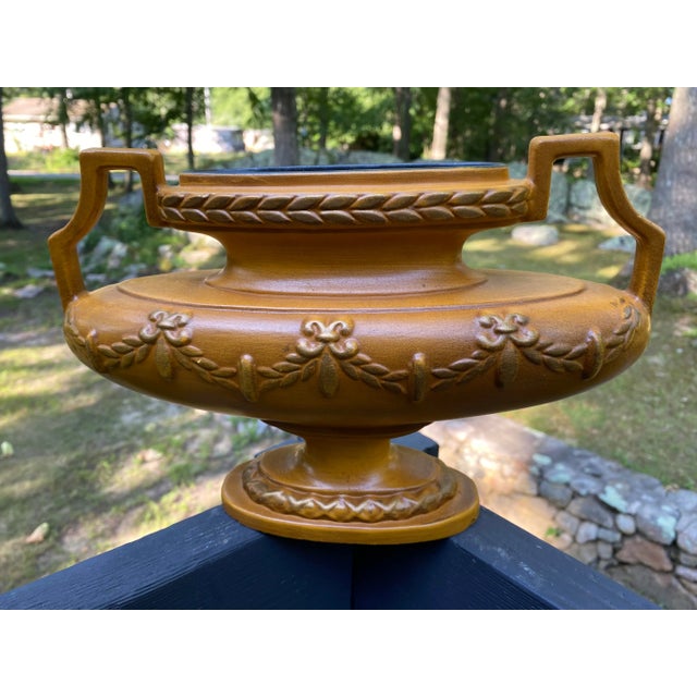 Haeger Mid-Century Modern Double Square Handled Urn Shaped Vase With Gold Gilding For Sale - Image 10 of 10