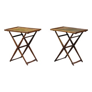 Wooden Folding Side Tables, 1920s, Set of 2 For Sale