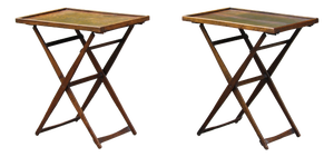 Wooden Folding Side Tables, 1920s, Set of 2