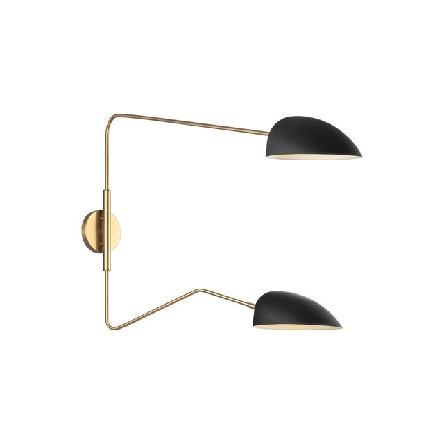 Mid-Century Modern Ellen DeGeneres by Visual Comfort Studio Jane Double Task Sconce, Black For Sale - Image 3 of 6
