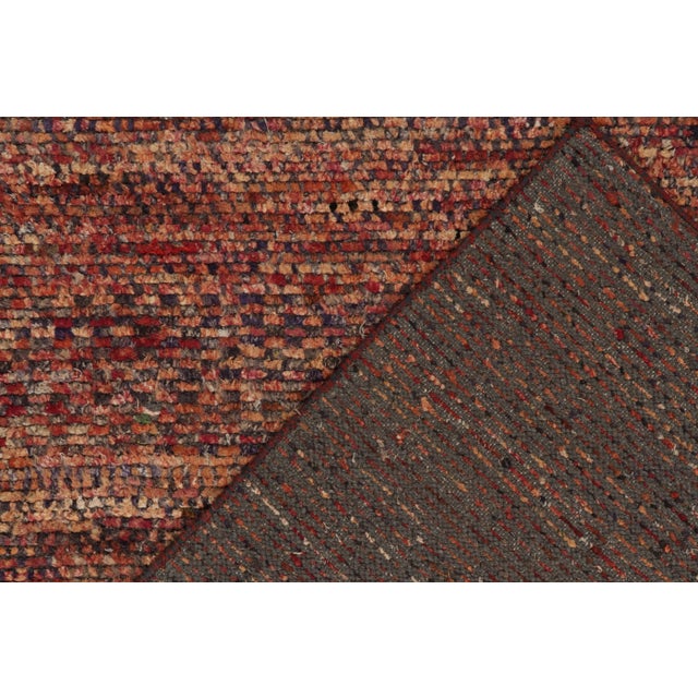 Textile Rug & Kilim’s Modern Rug in a Red & Orange-Brown Striae, Geometric Patterns For Sale - Image 7 of 7