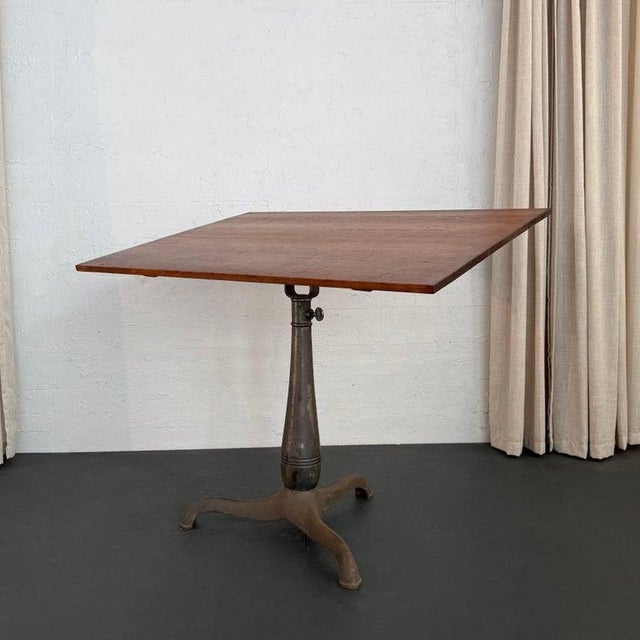 Early 20th Century Industrial Chestnut and Cast Iron Drafting Table For Sale In New York - Image 6 of 12