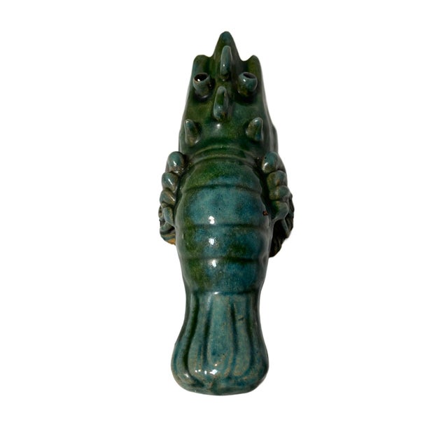 Chinese Vintage Shiwan Blue and Green Crayfish Wall Pocket For Sale - Image 3 of 12