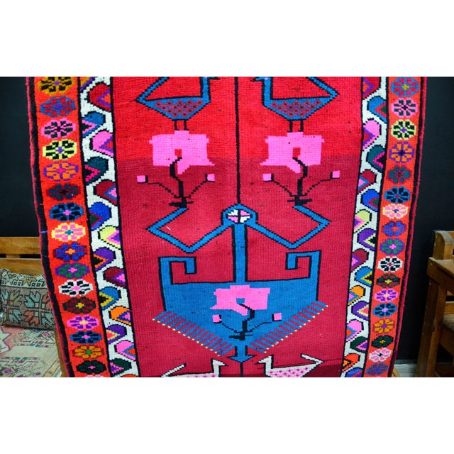 Tribal 1960s Traditional Colorful Modern Tribal Runner For Sale - Image 3 of 11