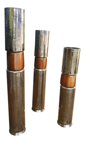 1970's Vintage Graduated Thomas Roy Markusen Brutalist Silvered Copper Vases - Set of 3