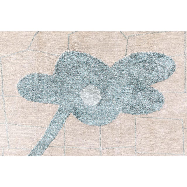 Textile Modern Floral Tibetan Handmade of Silk and Wool Rug by Doris Leslie Blau For Sale - Image 7 of 8