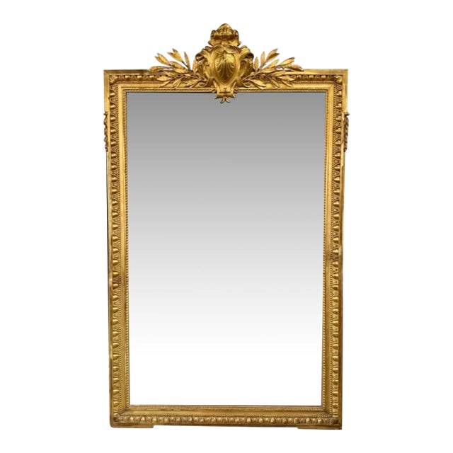 French Louis XVI Giltwood Floor Mirror For Sale