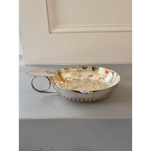 Vintage mid-century extra large French silver plate sommelier's tasting cup. Originally used centuries ago in the dark...