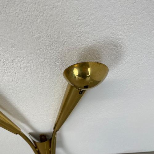 Metal Brass Theatre Wall Sconce Light bin the style of Stilnovo and Gio Ponti, Italy, 1950s For Sale - Image 7 of 18