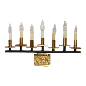 1970s Brutalist 7 Light Menorah Candelabra