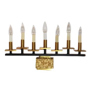 Brutalist 7 Light Menorah Candelabra For Sale