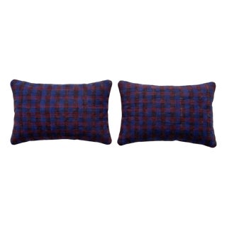 Turkish Oushak Lumbar Rug Pillow Cover 16'' X 24'' - Set of Two For Sale
