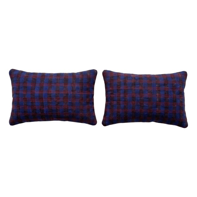 Turkish Oushak Lumbar Rug Pillow Cover 16'' X 24'' - Set of Two For Sale