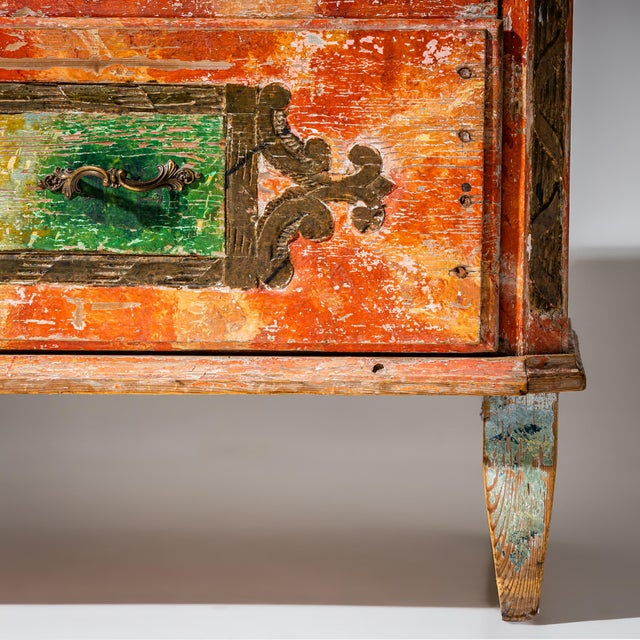 Red-Painted Commode from Irschenberg, Southern Germany, 19th Century For Sale - Image 9 of 10