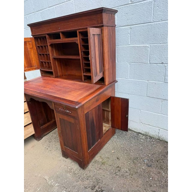 Antique Victorian Art. & Craft Style Writing Table Executive Desk With Hutch For Sale - Image 16 of 18