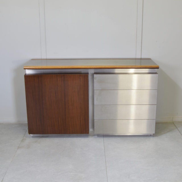 Mid-Century Modern Parioli Sideboard with Satin-Finished Steel by Giotto Stoppino for Acerbis, 1977 For Sale - Image 3 of 10