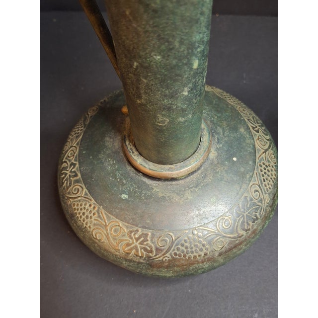 Pair Vintage Pal-Bell Maurice Ascalon Bronze Ewers Pitchers Grape Motif Israel For Sale - Image 9 of 14