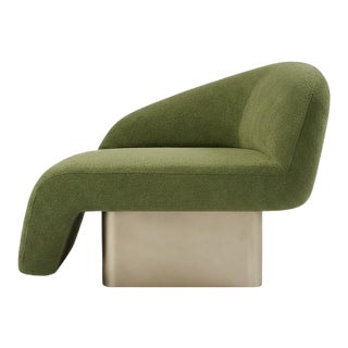 Kaia Modern Green Boucle Right Arm Accent Chair For Sale