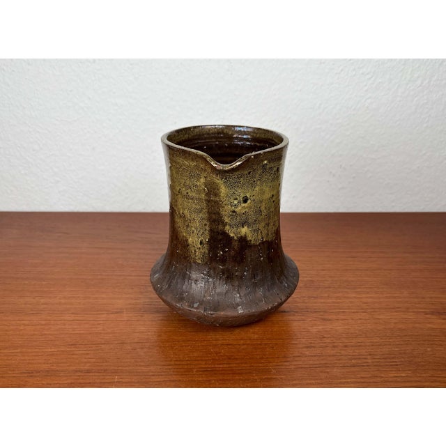 Brown Mid-Century Modern Danish Studio Pottery Carafe Vase from Poul Havgaard, Faaborg, 1960s For Sale - Image 8 of 18